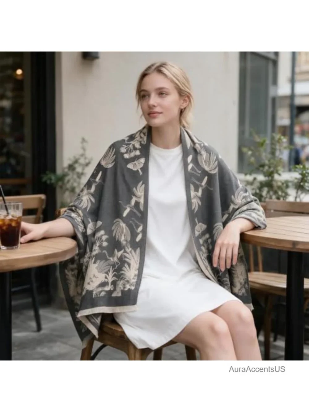 Pashmina Shawl Wrap for Women Reversible Floral Lightweight Scarf